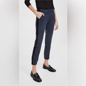 PAIGE Mayslie Seasonal, Navy/Black Velvet Inset Jogger Pant NWT  33